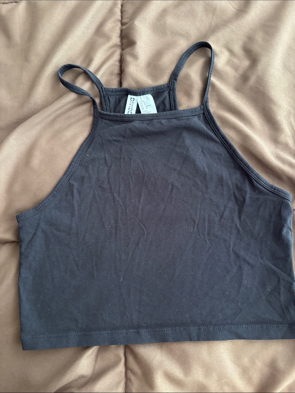 Divided Black High-Neck Cropped Cami